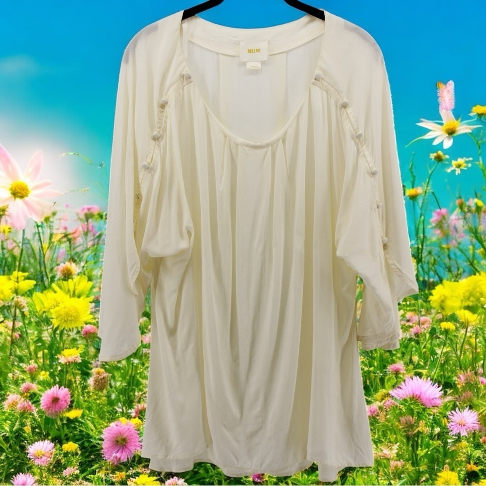 Maeve Ivory Peasant Cottagecore Fairycore Lightweight Blouse Women's Size L